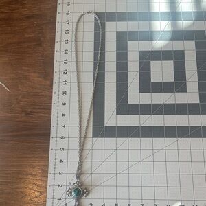 Silver Necklace with Green Pendant